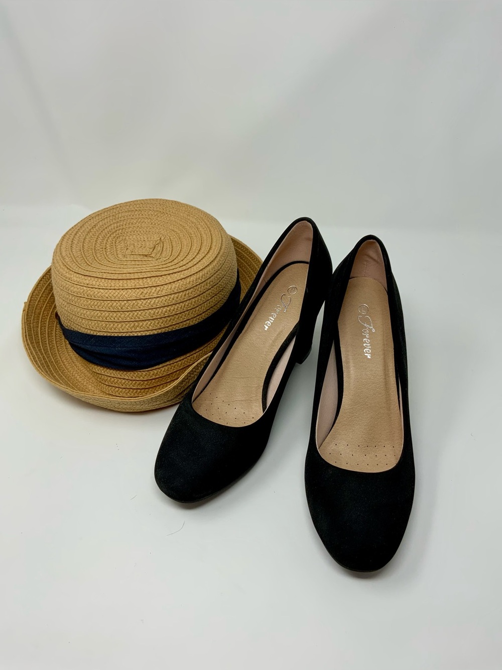 Forever Comfort Black Low Block Heel Pumps